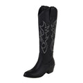 V Cut Western Cowboy Boot Women's High Heel Pointed Toe Knight Boots Below The Knee Boots Slim High