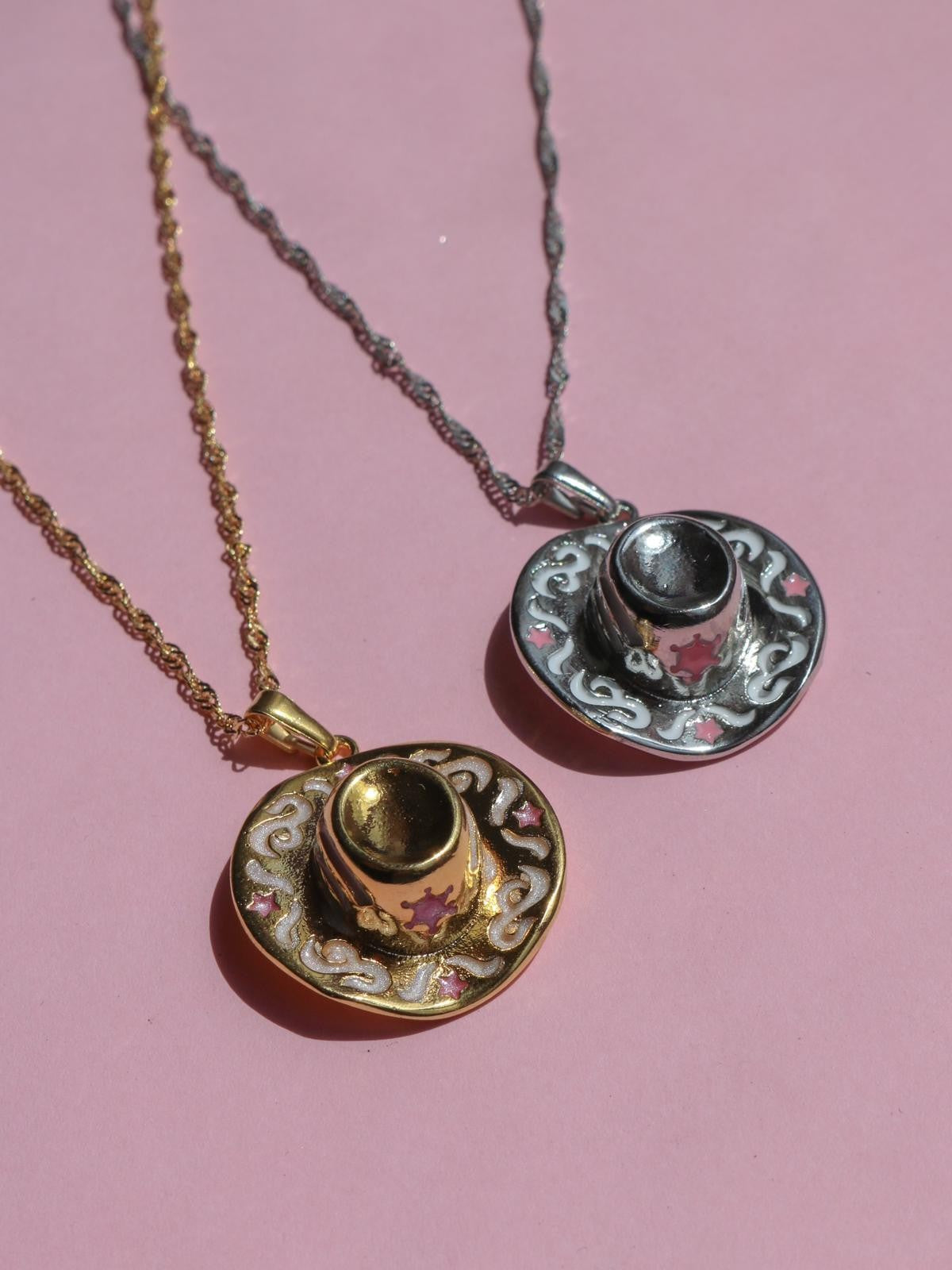 Denim Boots Cowboy Hat Pendant Necklace Retro Style Ornament Vacuum Plating In Furnace